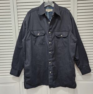 Wilderness Navy Blue Shirt Jacket Button Down with Pockets Men's Size Large